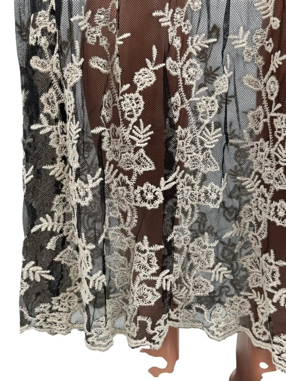 NWT Gypsy Junkies Black Sheer Embroidered Lace Maxi Skirt | Coquette Fairy Boho - Picture 13 of 15